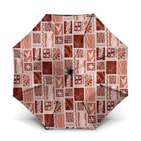 Vintage Aloha Block Quilt Umbrella Red Inspired Lei Motifs - Polynesian Pride
