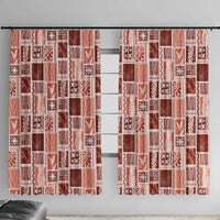 Vintage Aloha Block Quilt Window Curtain Red Inspired Lei Motifs - Polynesian Pride