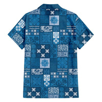 Vintage Hawaiian Quilting Patterns Family Matching Summer Maxi Dress and Hawaiian Shirt Blue Style Tribal Fabric Patchwork - Polynesian Pride