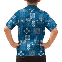Vintage Hawaiian Quilting Patterns Hawaiian Shirt Blue Style Tribal Fabric Patchwork - Polynesian Pride