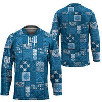 Vintage Hawaiian Quilting Patterns Hockey Jersey Blue Style Tribal Fabric Patchwork - Polynesian Pride