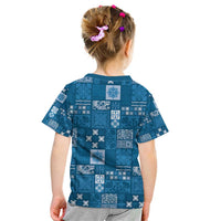 Vintage Hawaiian Quilting Patterns Kid T Shirt Blue Style Tribal Fabric Patchwork - Polynesian Pride