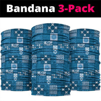 Vintage Hawaiian Quilting Patterns Neck Gaiter Blue Style Tribal Fabric Patchwork - Polynesian Pride