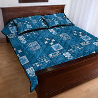 Vintage Hawaiian Quilting Patterns Quilt Bed Set Blue Style Tribal Fabric Patchwork - Polynesian Pride