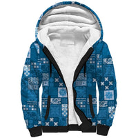 Vintage Hawaiian Quilting Patterns Sherpa Hoodie Blue Style Tribal Fabric Patchwork - Polynesian Pride