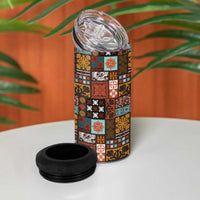 Vintage Hawaiian Quilting Patterns 4 in 1 Can Cooler Tumbler Brown Style Tribal Fabric Patchwork - Polynesian Pride