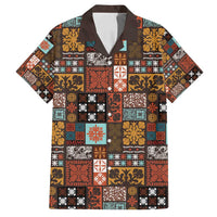 Vintage Hawaiian Quilting Patterns Family Matching Puletasi and Hawaiian Shirt Brown Style Tribal Fabric Patchwork - Polynesian Pride