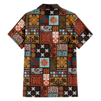 Vintage Hawaiian Quilting Patterns Family Matching Summer Maxi Dress and Hawaiian Shirt Brown Style Tribal Fabric Patchwork - Polynesian Pride
