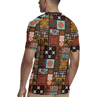 Vintage Hawaiian Quilting Patterns Rugby Jersey Brown Style Tribal Fabric Patchwork - Polynesian Pride