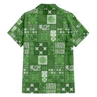 Vintage Hawaiian Quilting Patterns Family Matching Long Sleeve Bodycon Dress and Hawaiian Shirt Green Style Tribal Fabric Patchwork LT9 - Polynesian Pride
