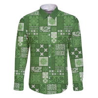 Vintage Hawaiian Quilting Patterns Family Matching Mermaid Dress and Hawaiian Shirt Green Style Tribal Fabric Patchwork - Polynesian Pride