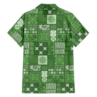 Vintage Hawaiian Quilting Patterns Family Matching Short Sleeve Bodycon Dress and Hawaiian Shirt Green Style Tribal Fabric Patchwork LT9 - Polynesian Pride