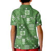 Vintage Hawaiian Quilting Patterns Kid Polo Shirt Green Style Tribal Fabric Patchwork - Polynesian Pride