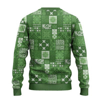 Vintage Hawaiian Quilting Patterns Ugly Christmas Sweater Green Style Tribal Fabric Patchwork - Polynesian Pride