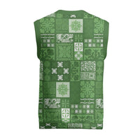 Vintage Hawaiian Quilting Patterns Christmas Knitted V-Neck Vest Green Style Tribal Fabric Patchwork - Polynesian Pride
