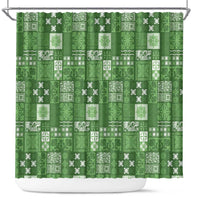 Vintage Hawaiian Quilting Patterns Shower Curtain Green Style Tribal Fabric Patchwork - Polynesian Pride
