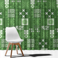 Vintage Hawaiian Quilting Patterns Window Curtain Green Style Tribal Fabric Patchwork - Polynesian Pride