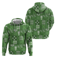 Vintage Hawaiian Quilting Patterns Zip Hoodie Green Style Tribal Fabric Patchwork - Polynesian Pride