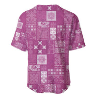 Vintage Hawaiian Quilting Patterns Baseball Jersey Pink Style Tribal Fabric Patchwork - Polynesian Pride