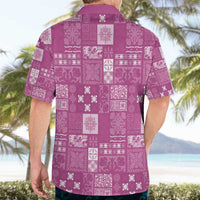 Vintage Hawaiian Quilting Patterns Hawaiian Shirt Pink Style Tribal Fabric Patchwork - Polynesian Pride