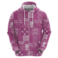 Vintage Hawaiian Quilting Patterns Hoodie Pink Style Tribal Fabric Patchwork - Polynesian Pride