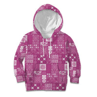 Vintage Hawaiian Quilting Patterns Kid Hoodie Pink Style Tribal Fabric Patchwork - Polynesian Pride