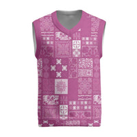 Vintage Hawaiian Quilting Patterns Christmas Knitted V-Neck Vest Pink Style Tribal Fabric Patchwork - Polynesian Pride
