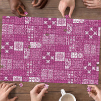 Vintage Hawaiian Quilting Patterns Puzzle Pink Style Tribal Fabric Patchwork - Polynesian Pride