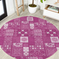 Vintage Hawaiian Quilting Patterns Round Carpet Pink Style Tribal Fabric Patchwork - Polynesian Pride