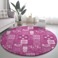 Vintage Hawaiian Quilting Patterns Round Carpet Pink Style Tribal Fabric Patchwork - Polynesian Pride