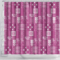 Vintage Hawaiian Quilting Patterns Shower Curtain Pink Style Tribal Fabric Patchwork - Polynesian Pride
