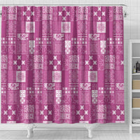 Vintage Hawaiian Quilting Patterns Shower Curtain Pink Style Tribal Fabric Patchwork - Polynesian Pride