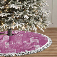 Vintage Hawaiian Quilting Patterns Tree Skirt Pink Style Tribal Fabric Patchwork - Polynesian Pride