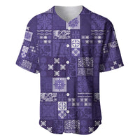 Vintage Hawaiian Quilting Patterns Baseball Jersey Purple Style Tribal Fabric Patchwork - Polynesian Pride