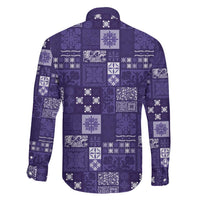 Vintage Hawaiian Quilting Patterns Family Matching Long Sleeve Bodycon Dress and Hawaiian Shirt Purple Style Tribal Fabric Patchwork LT9 - Polynesian Pride