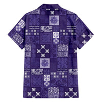 Vintage Hawaiian Quilting Patterns Family Matching Off Shoulder Maxi Dress and Hawaiian Shirt Purple Style Tribal Fabric Patchwork - Polynesian Pride