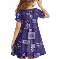 Vintage Hawaiian Quilting Patterns Family Matching Short Sleeve Bodycon Dress and Hawaiian Shirt Purple Style Tribal Fabric Patchwork LT9 - Polynesian Pride