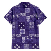 Vintage Hawaiian Quilting Patterns Family Matching Short Sleeve Bodycon Dress and Hawaiian Shirt Purple Style Tribal Fabric Patchwork - Polynesian Pride
