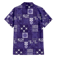 Vintage Hawaiian Quilting Patterns Family Matching Summer Maxi Dress and Hawaiian Shirt Purple Style Tribal Fabric Patchwork - Polynesian Pride