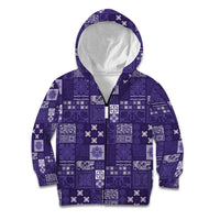 Vintage Hawaiian Quilting Patterns Kid Hoodie Purple Style Tribal Fabric Patchwork - Polynesian Pride