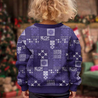 Vintage Hawaiian Quilting Patterns Kid Ugly Christmas Sweater Purple Style Tribal Fabric Patchwork - Polynesian Pride