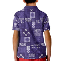 Vintage Hawaiian Quilting Patterns Kid Polo Shirt Purple Style Tribal Fabric Patchwork - Polynesian Pride