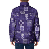 Vintage Hawaiian Quilting Patterns Padded Jacket Purple Style Tribal Fabric Patchwork - Polynesian Pride