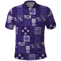 Vintage Hawaiian Quilting Patterns Polo Shirt Purple Style Tribal Fabric Patchwork - Polynesian Pride