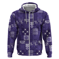 Vintage Hawaiian Quilting Patterns Zip Hoodie Purple Style Tribal Fabric Patchwork - Polynesian Pride
