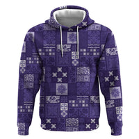 Vintage Hawaiian Quilting Patterns Zip Hoodie Purple Style Tribal Fabric Patchwork - Polynesian Pride