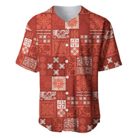 Vintage Hawaiian Quilting Patterns Baseball Jersey Red Style Tribal Fabric Patchwork - Polynesian Pride