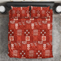 Vintage Hawaiian Quilting Patterns Bedding Set Red Style Tribal Fabric Patchwork - Polynesian Pride