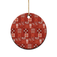 Vintage Hawaiian Quilting Patterns Ceramic Ornament Red Style Tribal Fabric Patchwork - Polynesian Pride