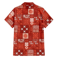 Vintage Hawaiian Quilting Patterns Family Matching Tank Maxi Dress and Hawaiian Shirt Red Style Tribal Fabric Patchwork - Polynesian Pride